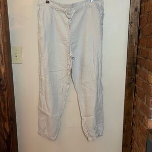 IXIMO 100% Linen Relax Fit Lantern Tapered Trousers Pants Elastic Size XXL